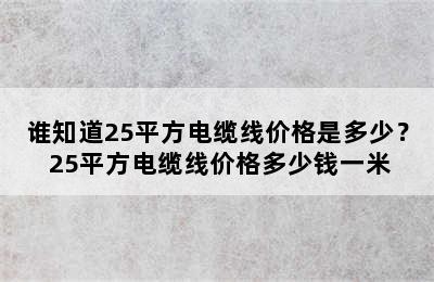 谁知道25平方电缆线价格是多少？ 25平方电缆线价格多少钱一米